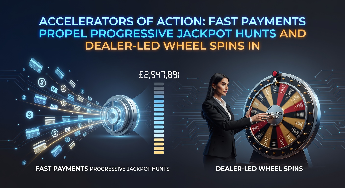 Live dealer at a high-tech studio table, mid-spin on a glittering wheel, with overlaid graphics showing instant deposit confirmations and payout streams flowing seamlessly