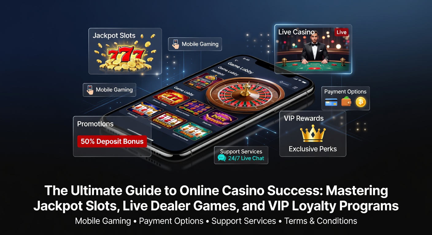 Vibrant online casino dashboard showing jackpot slots, roulette wheels, and live dealer tables on a mobile screen