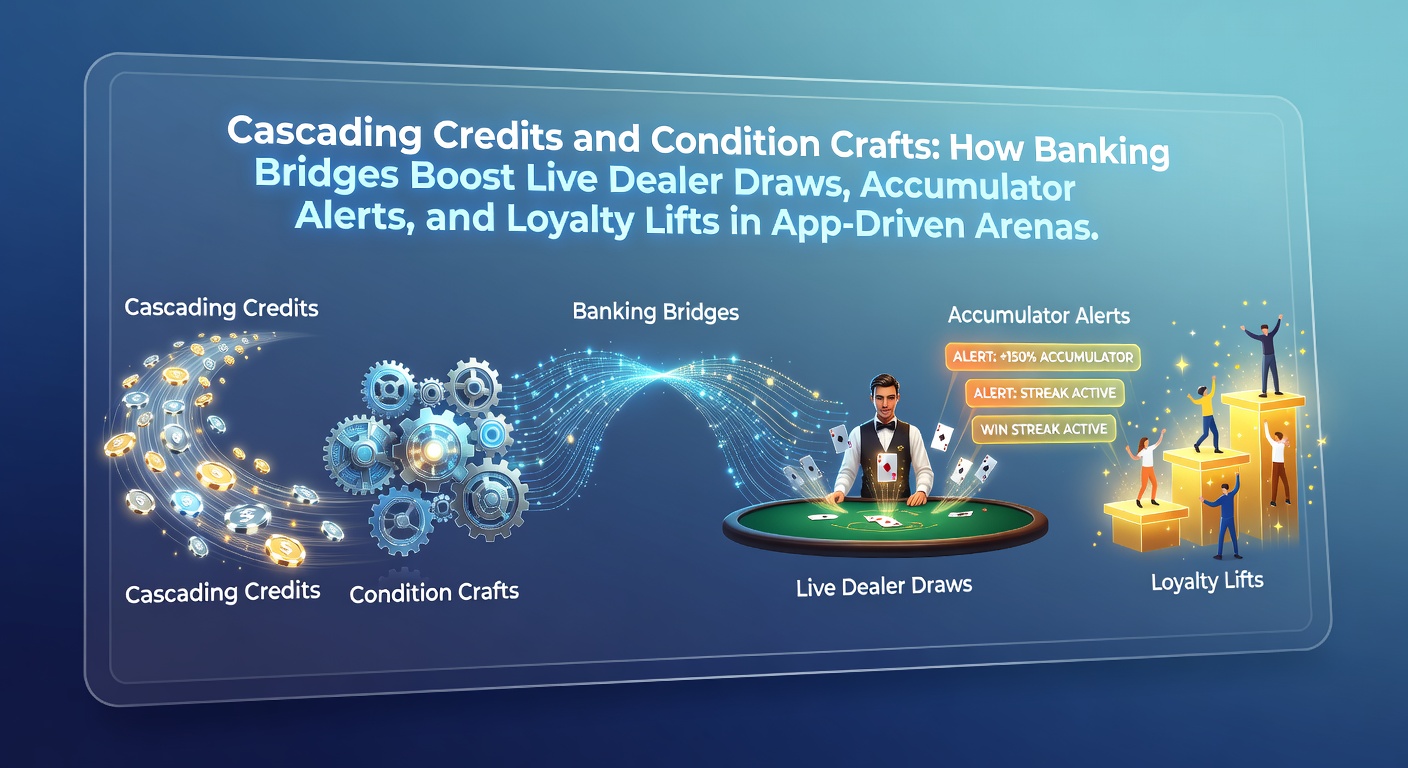 Illustration of seamless banking flows connecting mobile casino apps to live dealer tables and loyalty tiers, with cascading credit symbols and alert notifications overlayed