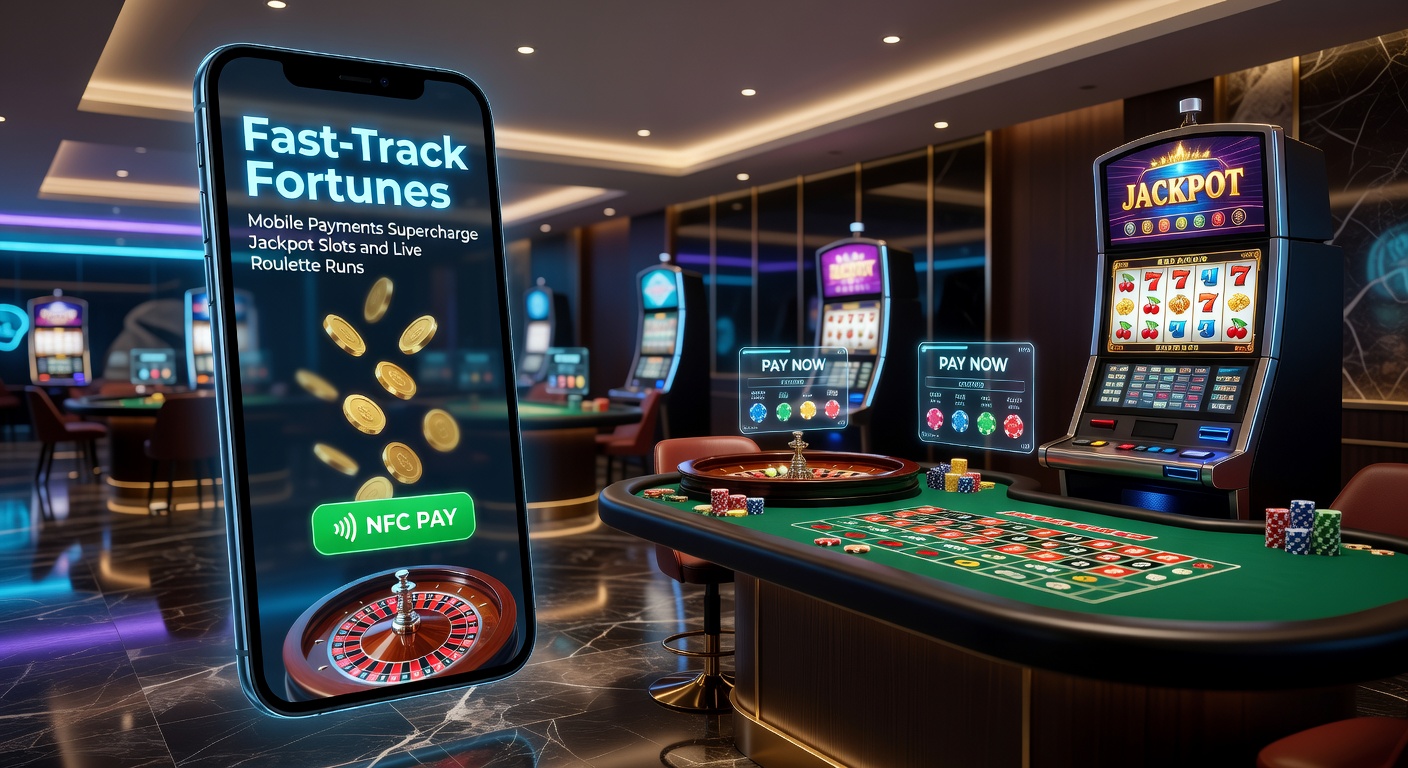 Smartphone screen showing instant mobile payment confirmation during a jackpot slot spin, with colorful reels and rising jackpot counter in the background