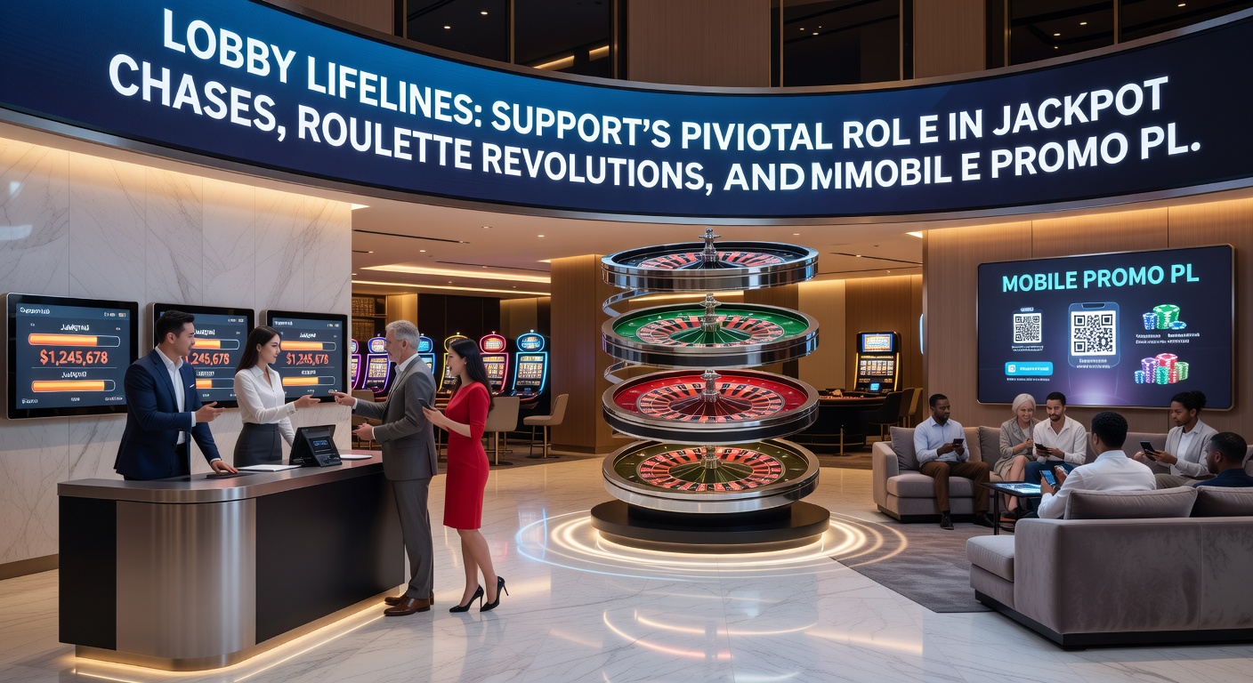 Live chat support interface active in a casino lobby, assisting a player during a jackpot slot spin with roulette table and promo banner in the background
