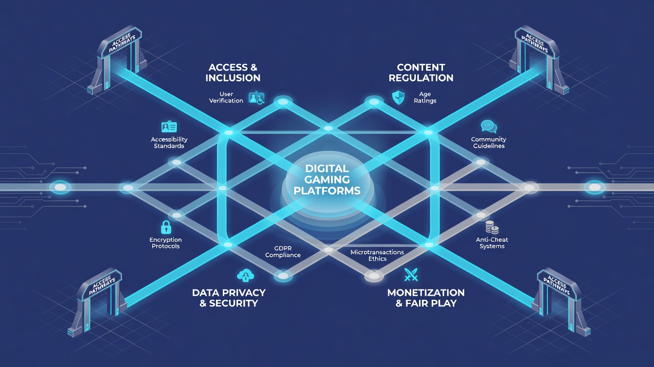 Illustration of layered policy frameworks influencing user navigation on gaming services