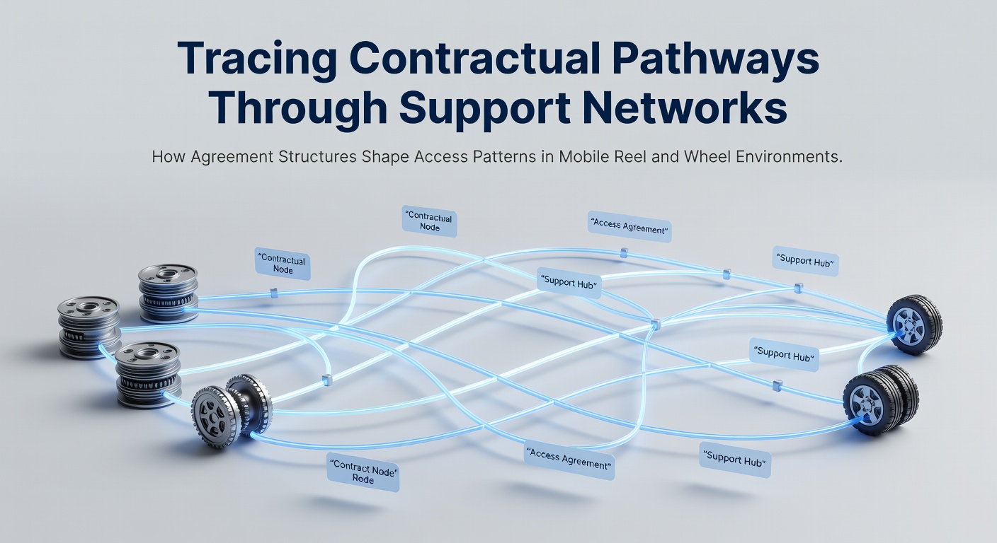 Diagram showing contractual pathways linking support networks to mobile reel and wheel access patterns