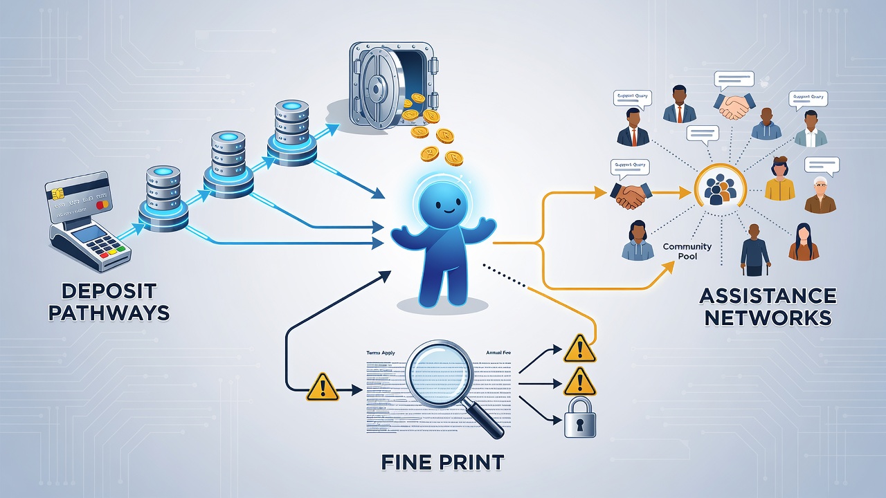 Illustration of support networks and terms documentation affecting reward distribution in mobile gaming